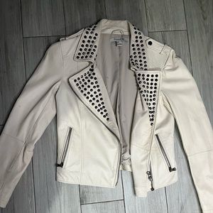 Off- White 100% Genuine Leather Studded Jacket